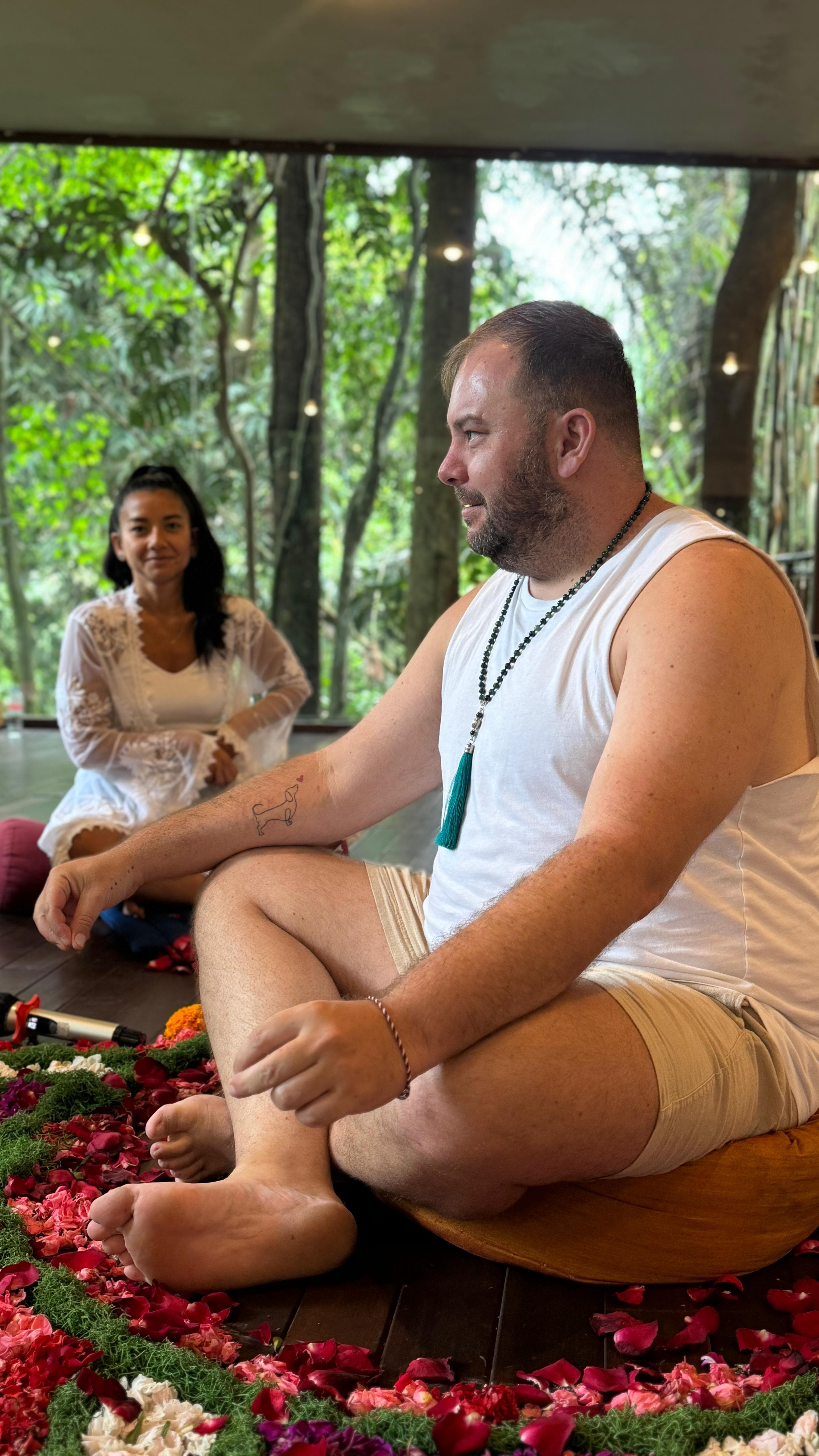 Tim seated in a reflective setting during a rebuilding stage